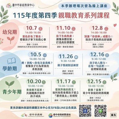 115年第四季親職教育課程資訊